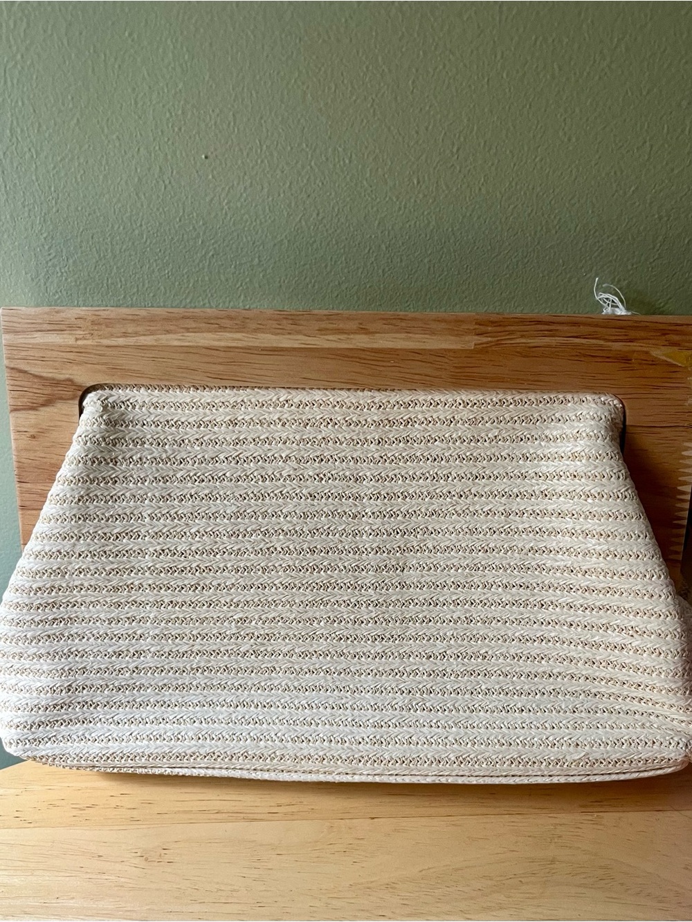 Haute Hippie Natural Beige Wooden Frame Clutch